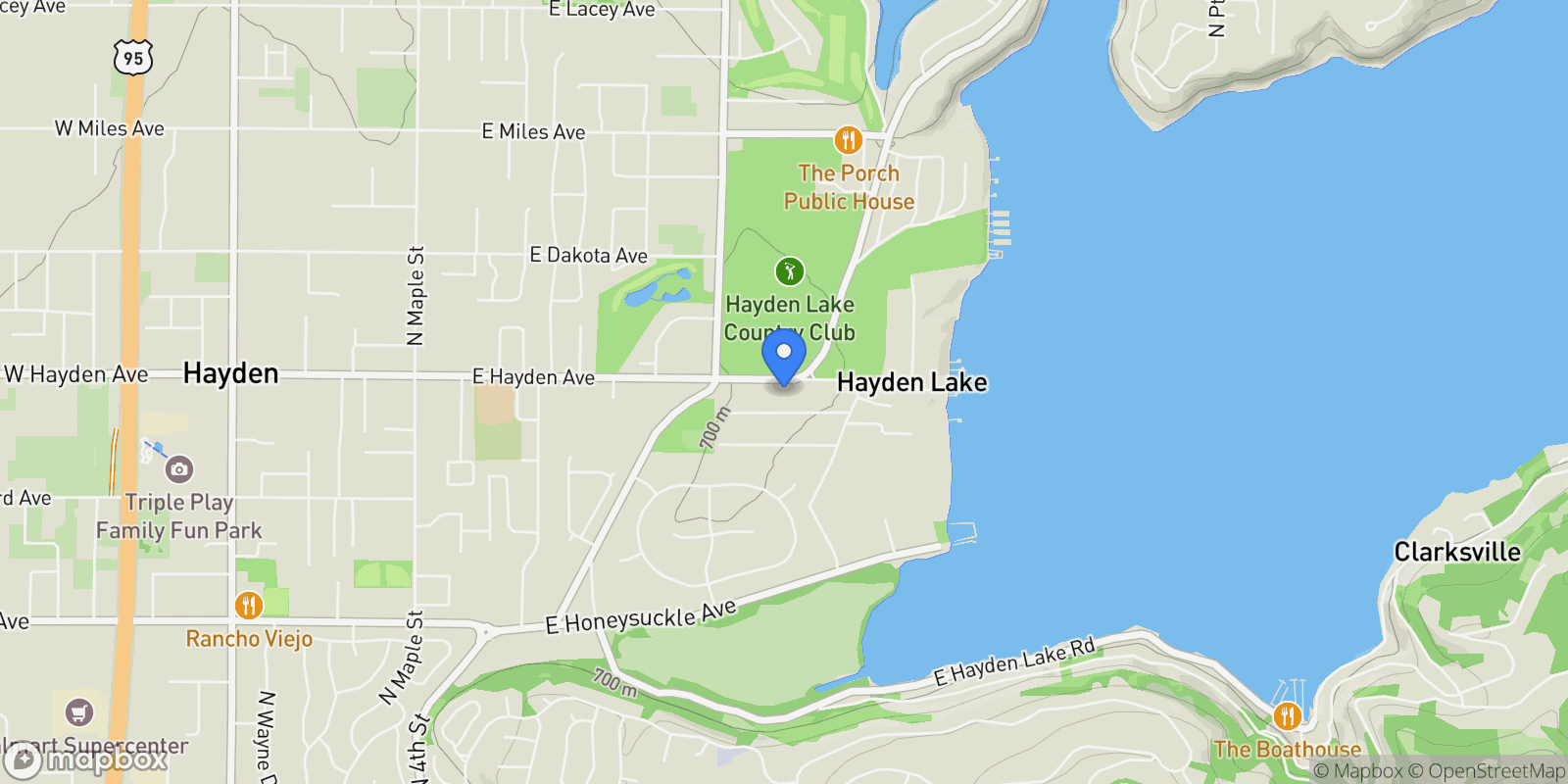 Map showing 1658 E Hayden Avenue, Hayden Lake, ID 83835, Hayden, Idaho, United States.