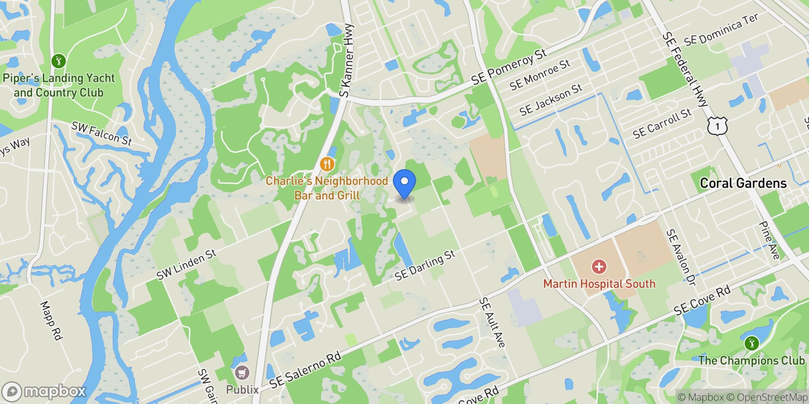 Map showing 5532 SE Graham Drive, Stuart, Florida, United States.