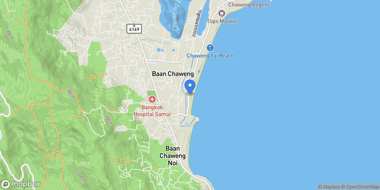 Map showing Koh Samui, Surat Thani, Thailand.
