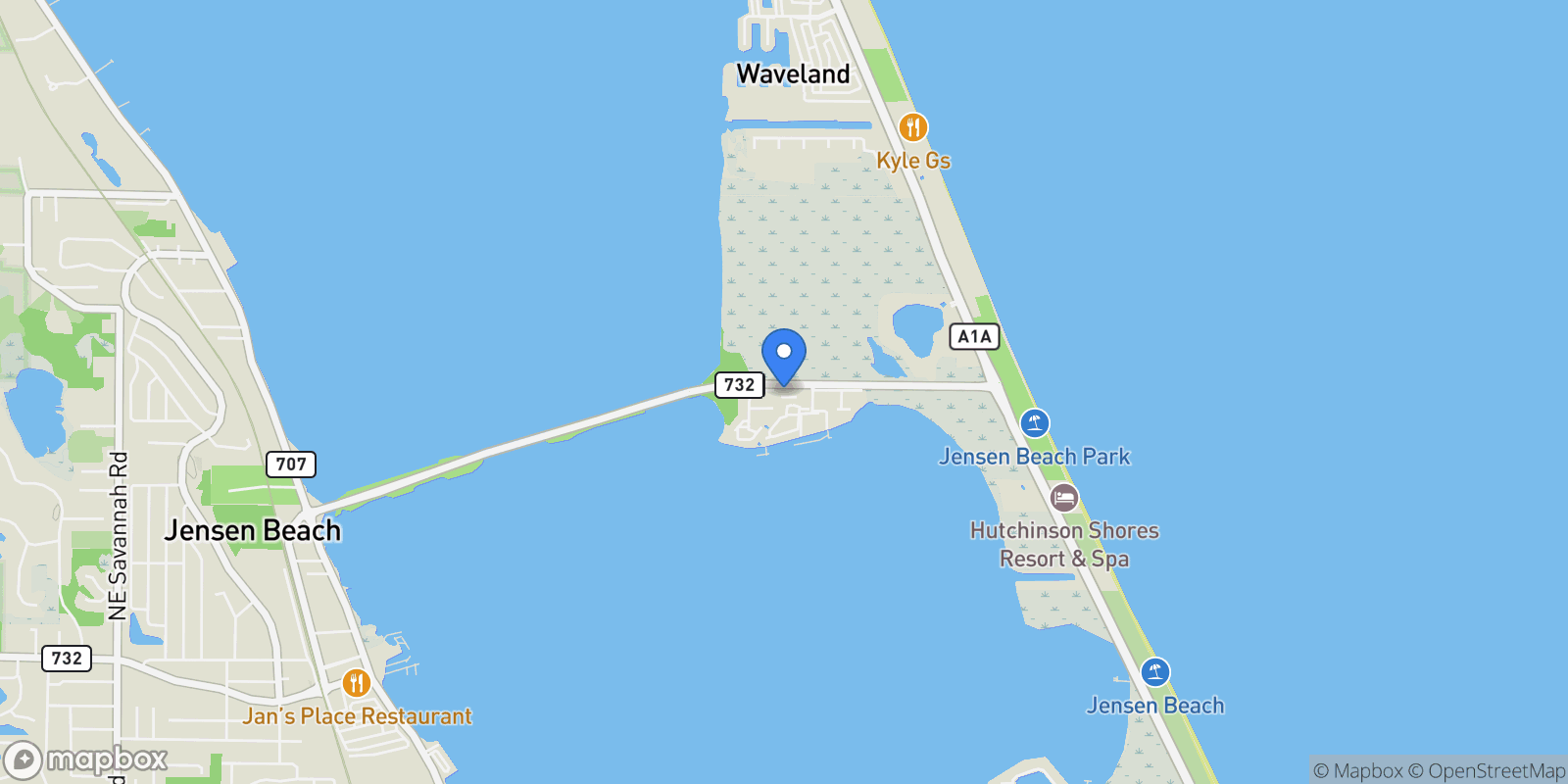 Map showing 3339 NE Luna Terrace, Jensen Beach, Florida, United States.