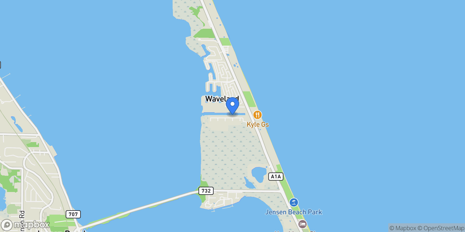Map showing 48 Aqua Ra Drive, Jensen Beach, Florida, United States.