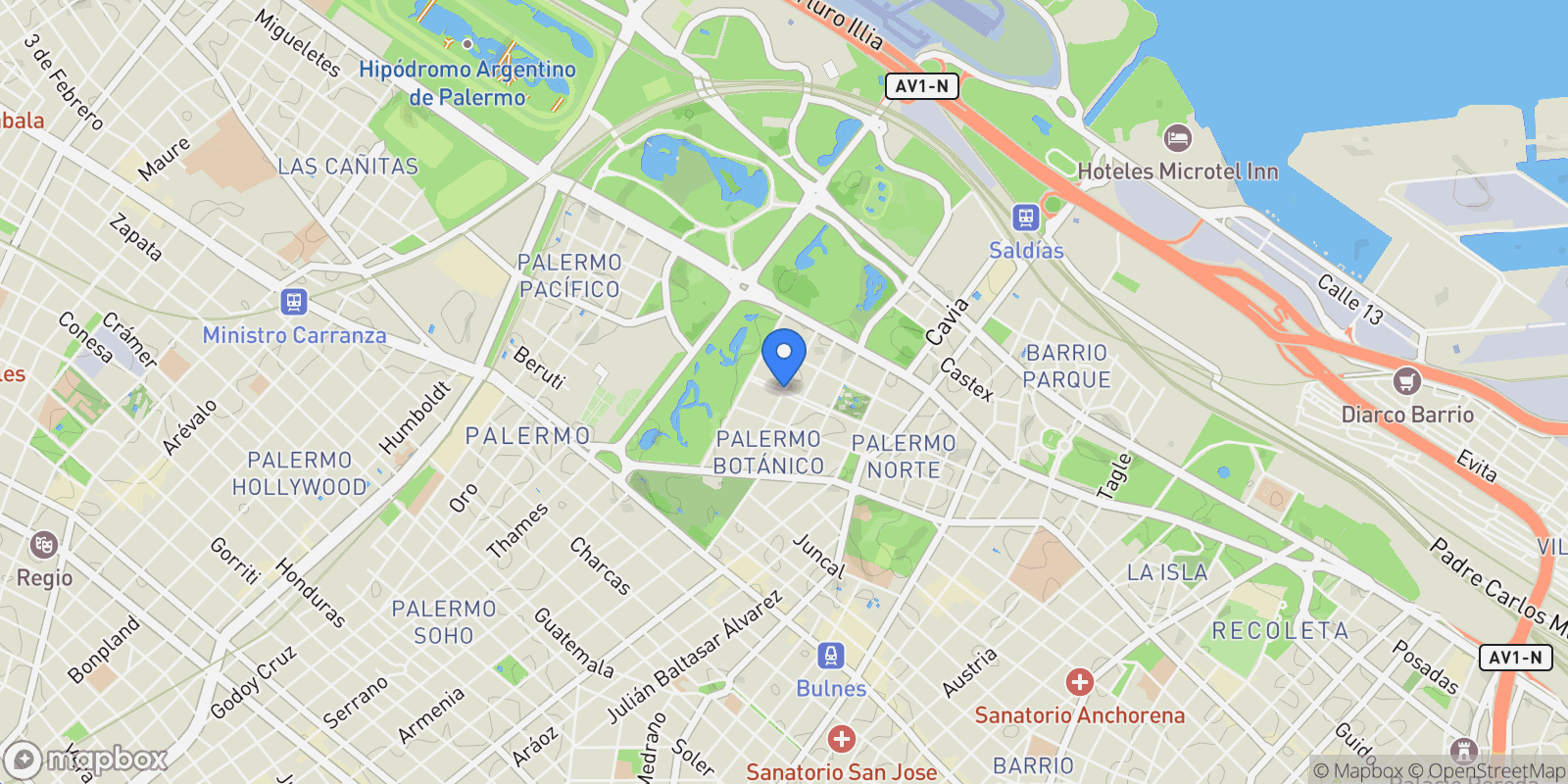 Map showing Cerviño al 3900, Palermo Chico, Buenos Aires, Buenos Aires, Argentina.