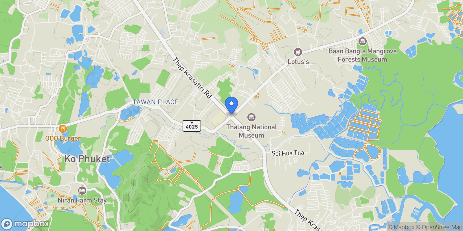 Map showing Si Sunthon, Phuket, Thailand.