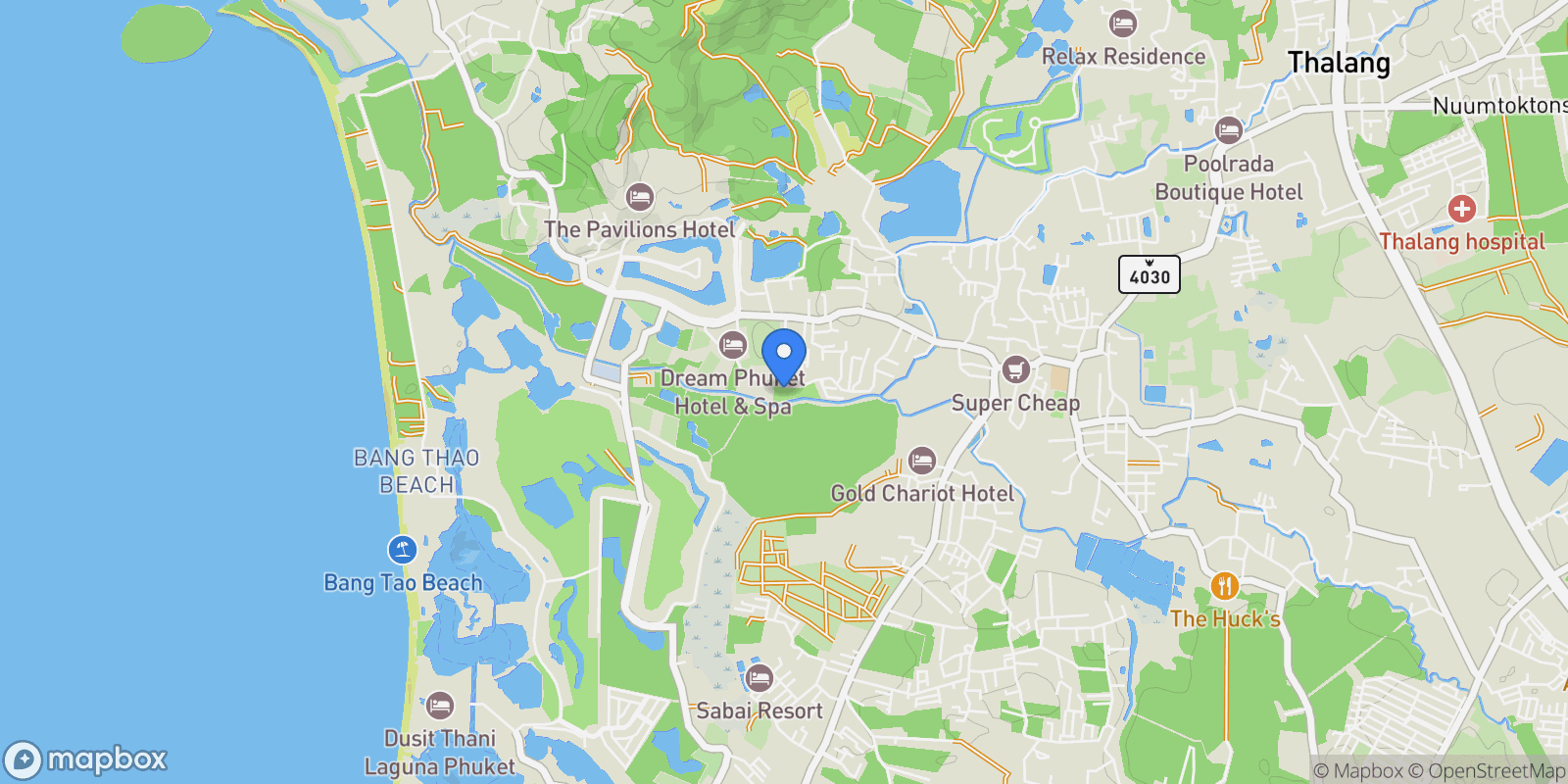 Map showing Choeng Thale, Phuket, Thailand.