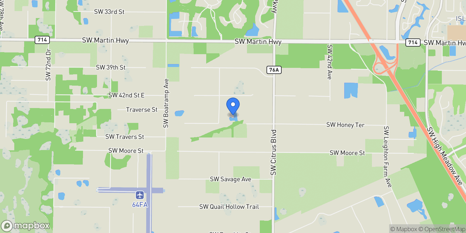 Map showing 5205 SW Honey Terrace, Palm City, Florida, United States.