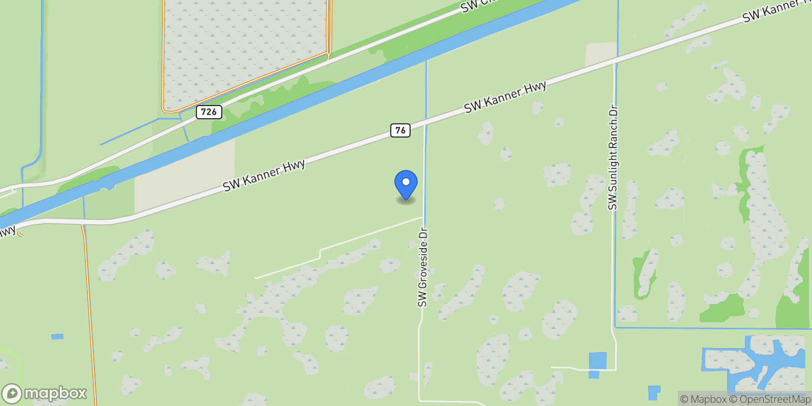 Map showing 13700 SW Groveside Drive, Indiantown, Florida, United States.