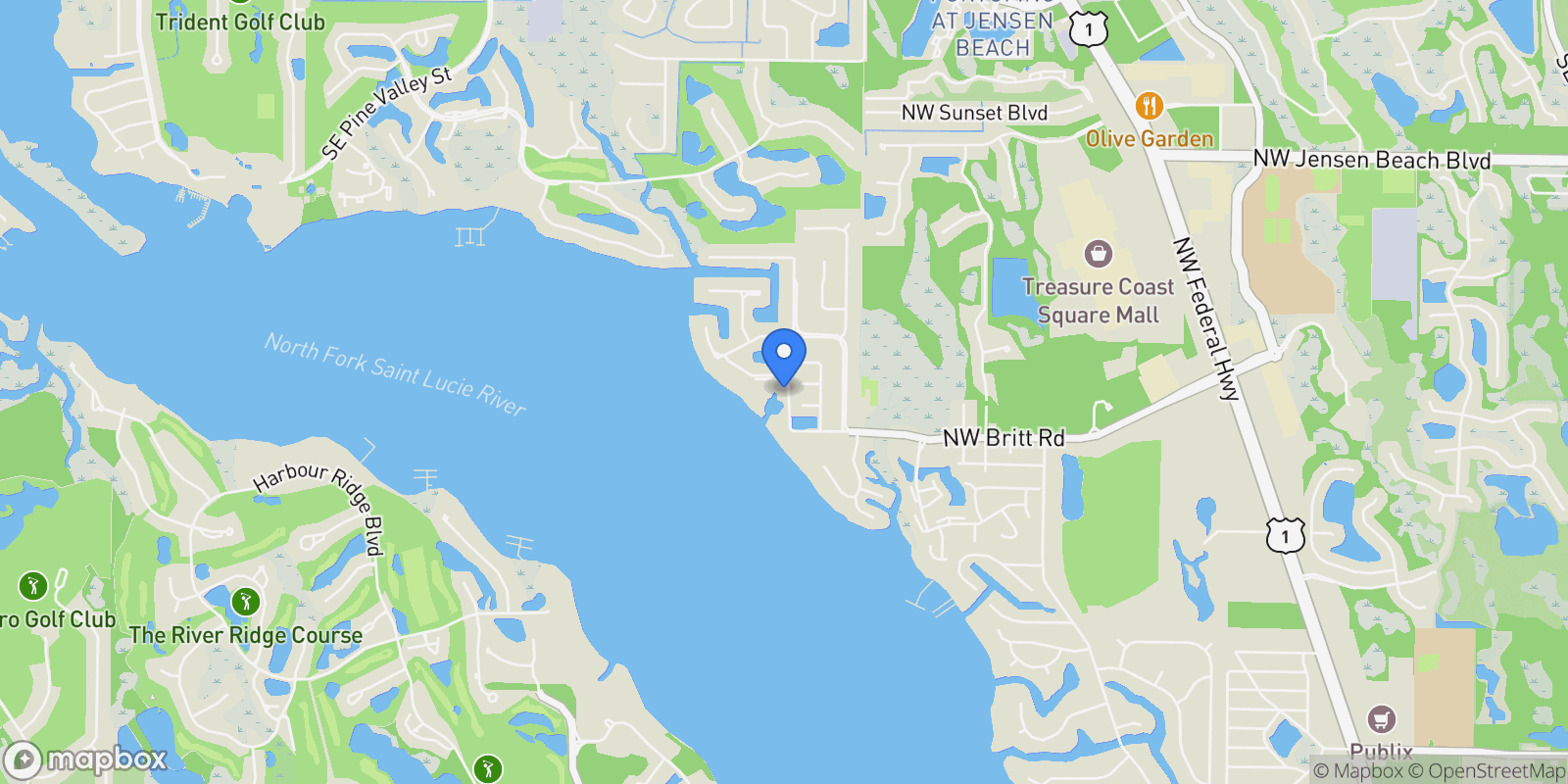 Map showing 2660 NW Collins Cove Road, Stuart, Florida, United States.