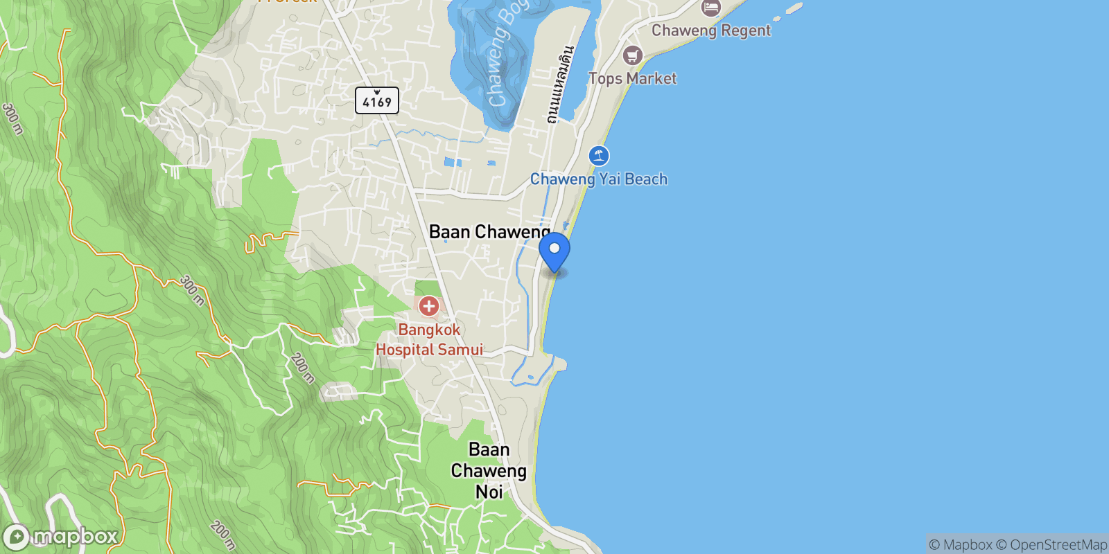 Map showing Koh Samui, Surat Thani, Thailand.