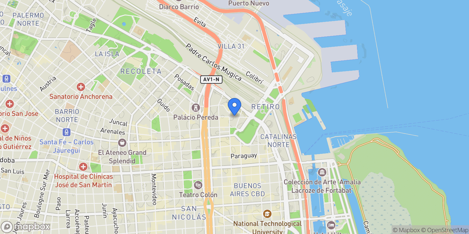 Map showing Juncal al 700, Retiro, Buenos Aires, Buenos Aires, Argentina.
