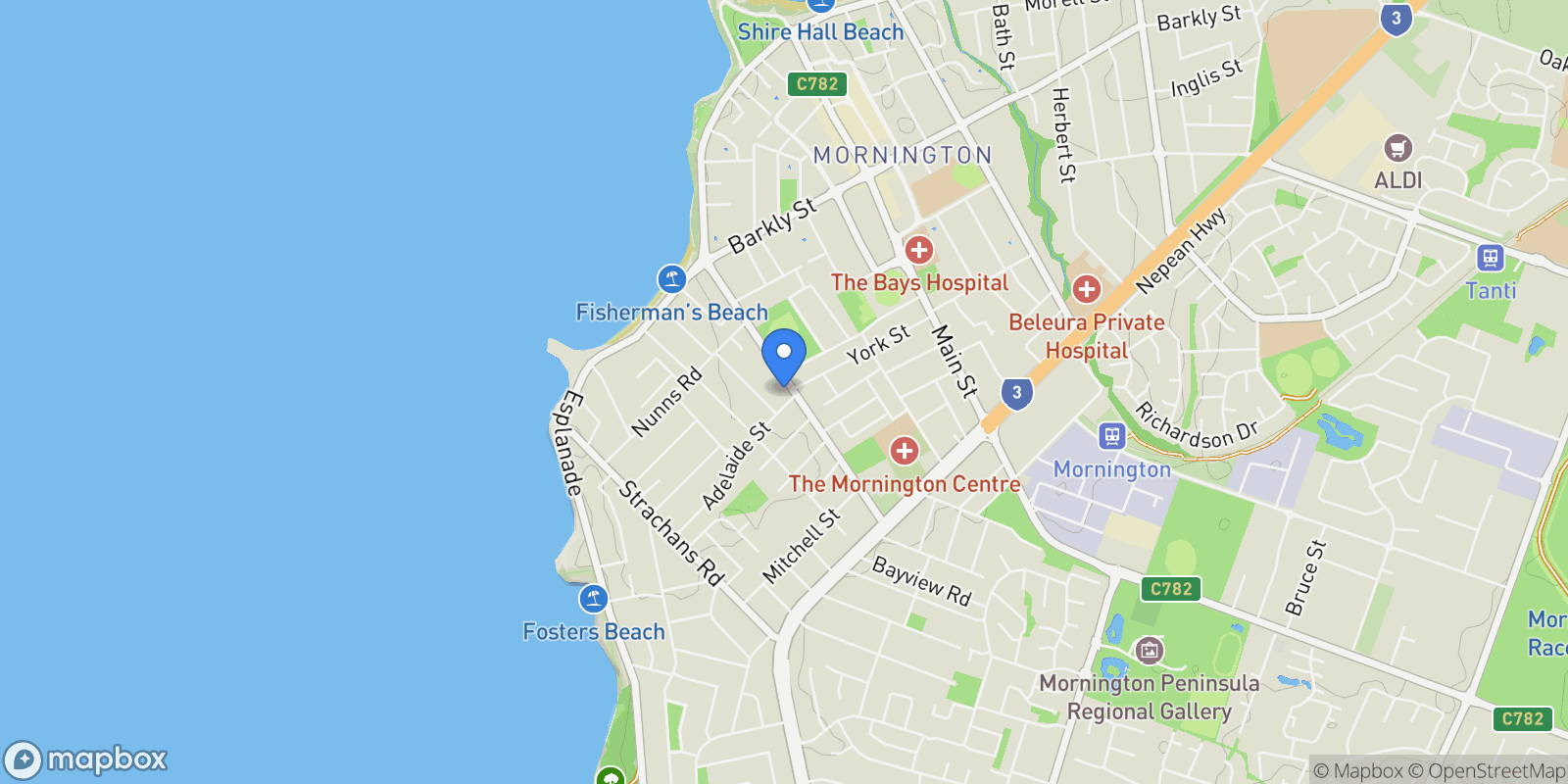 Map showing 62 Wilsons Rd, Mornington VIC 3931, Australia, Mornington, Victoria, Australia.