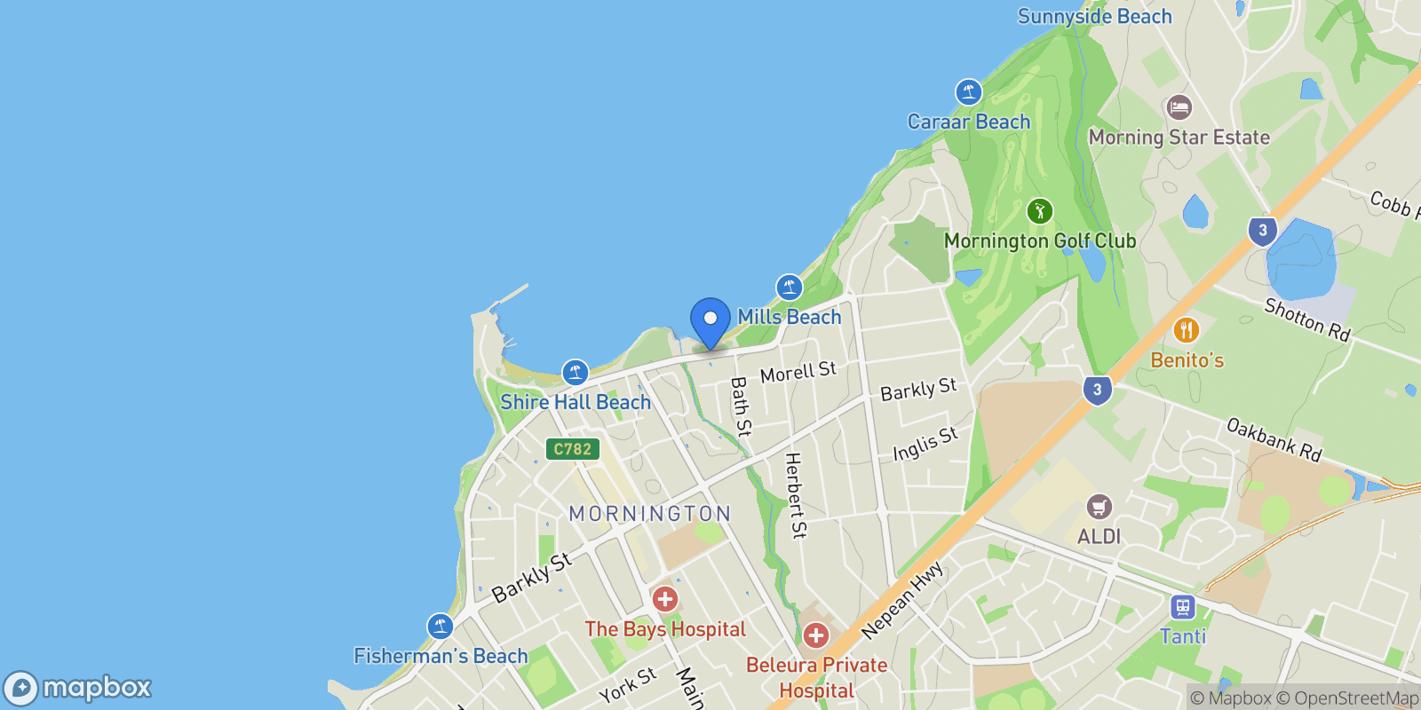Map showing 1/632 Esplanade, Mornington VIC 3931, Australia, Mornington, Victoria, Australia.