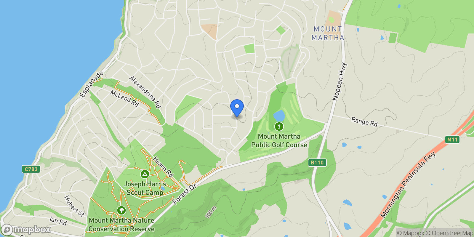 Map showing 22 Hove Rd, Mount Martha VIC 3934, Australia, Mount Martha, Victoria, Australia.