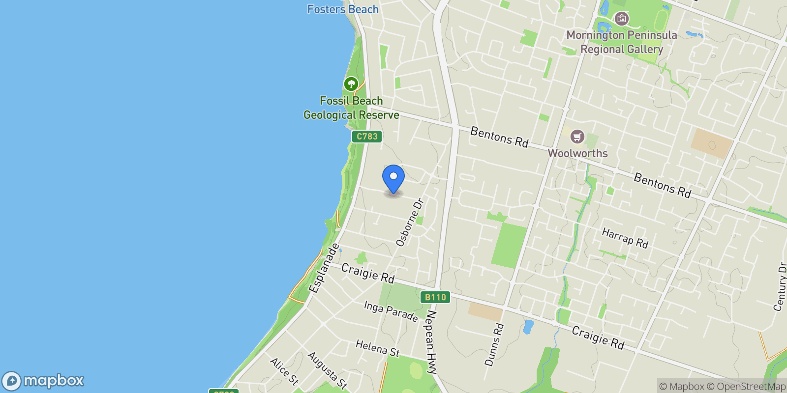 Map showing 24A Birdrock Ave, Mount Martha VIC 3934, Australia, Mount Martha, Victoria, Australia.