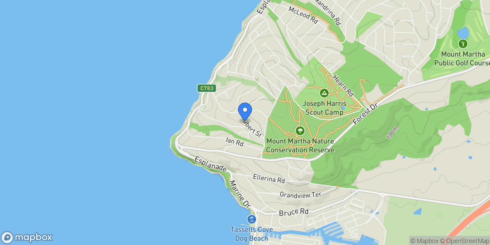 Map showing 57 Fairbairn Ave, Mount Martha VIC 3934, Australia, Mount Martha, Victoria, Australia.