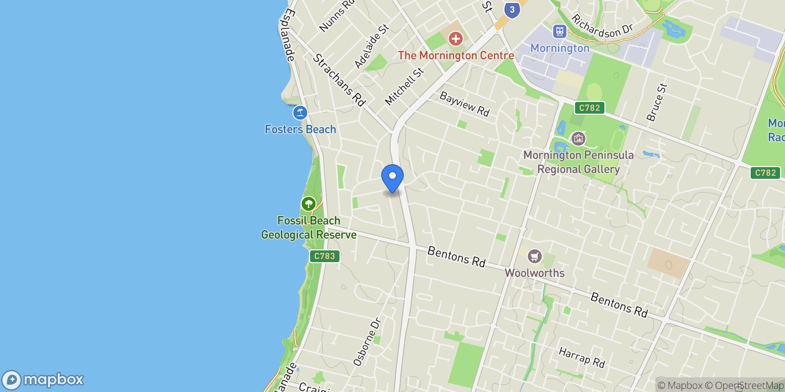 Map showing 37 Carnoustie Grove, Mornington VIC 3931, Australia, Mornington, Victoria, Australia.