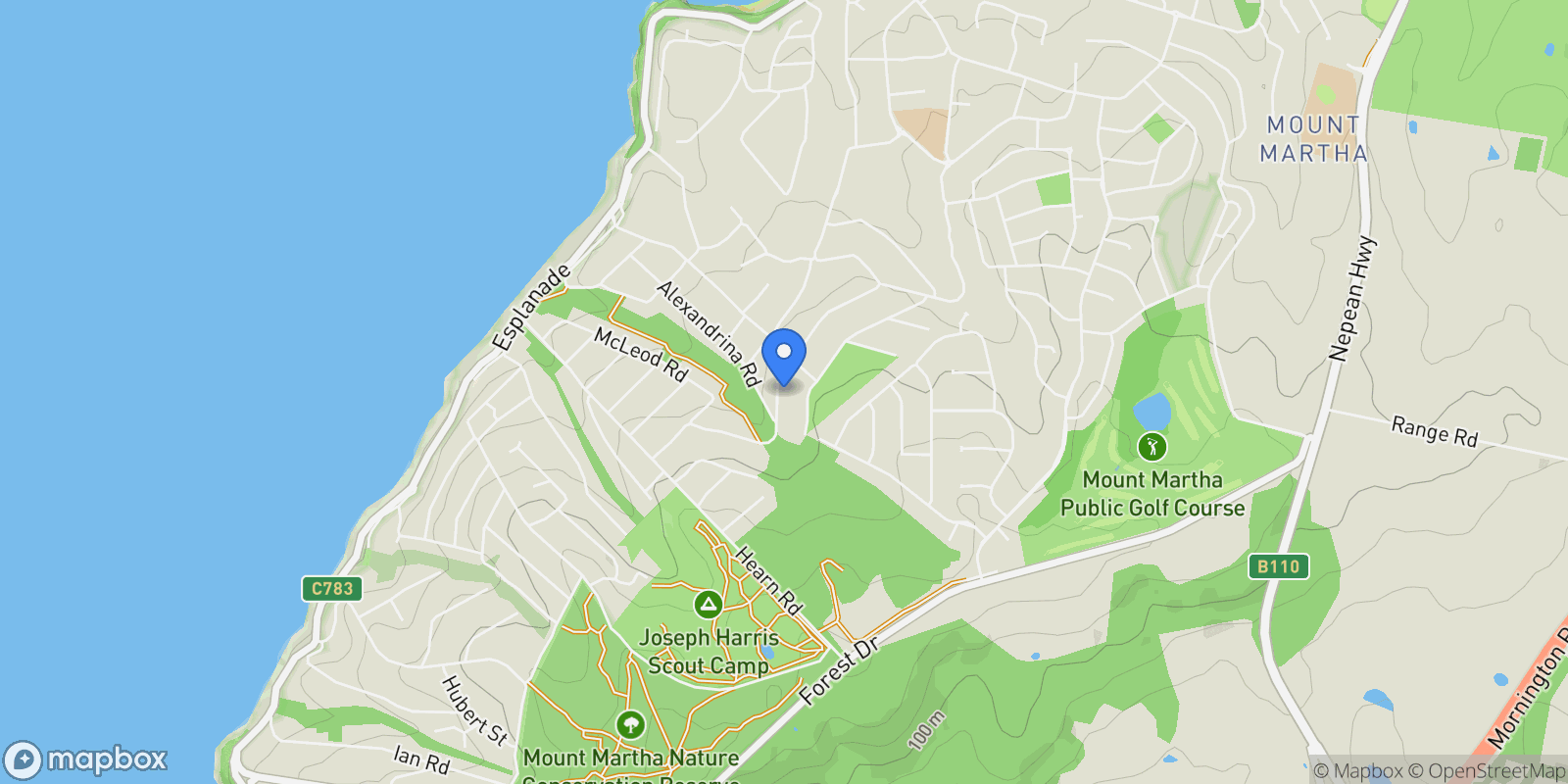 Map showing 50 Panorama Dr, Mount Martha VIC 3934, Australia, Mount Martha, Victoria, Australia.