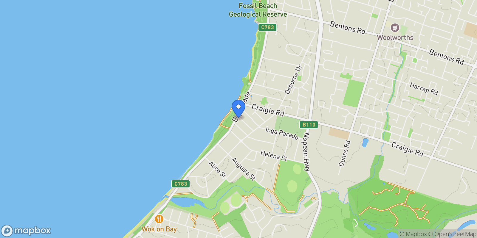 Map showing 553 Esplanade, Mount Martha VIC 3934, Australia, Mount Martha, Victoria, Australia.