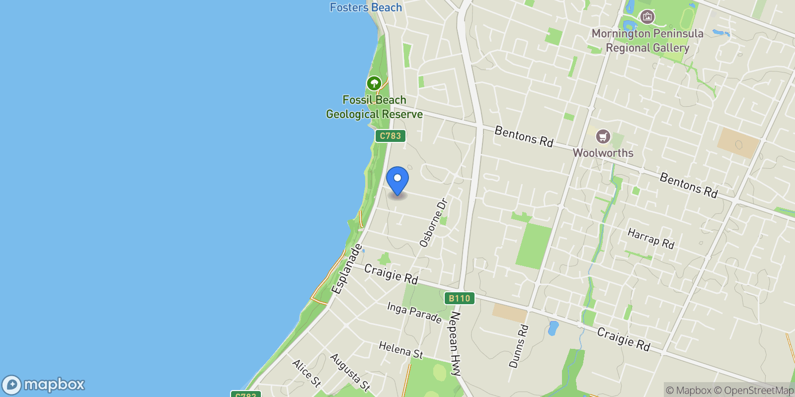 Map showing 12 Birdrock Ave, Mount Martha VIC 3934, Australia, Mount Martha, Victoria, Australia.
