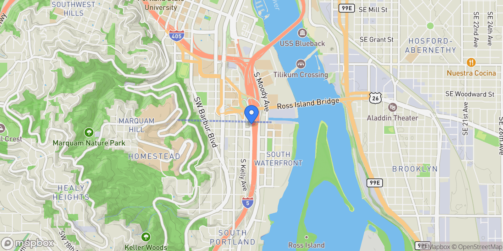 Map showing 836 S Curry St #902, Portland, OR 97239, Portland, Oregon, United States.