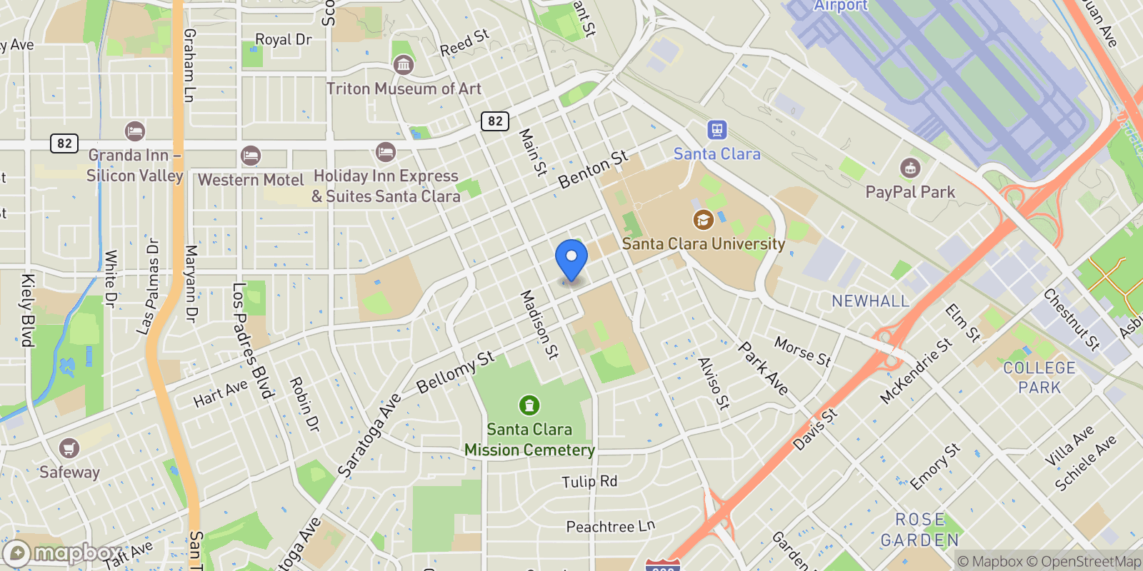 Map showing 645 Jackson Street, Santa Clara, California, United States.