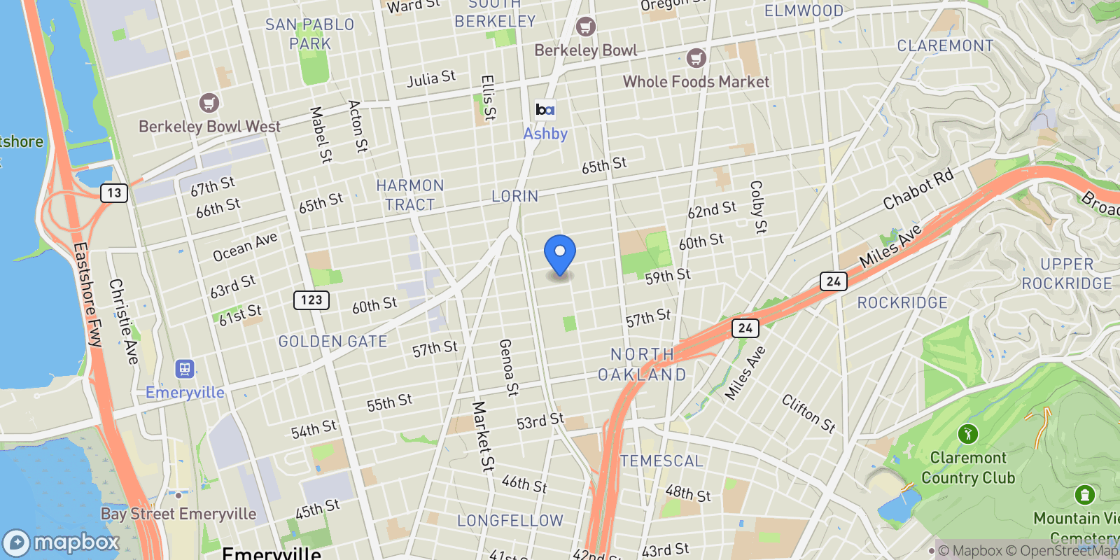Map showing 722 59Th St, Oakland, California, United States.