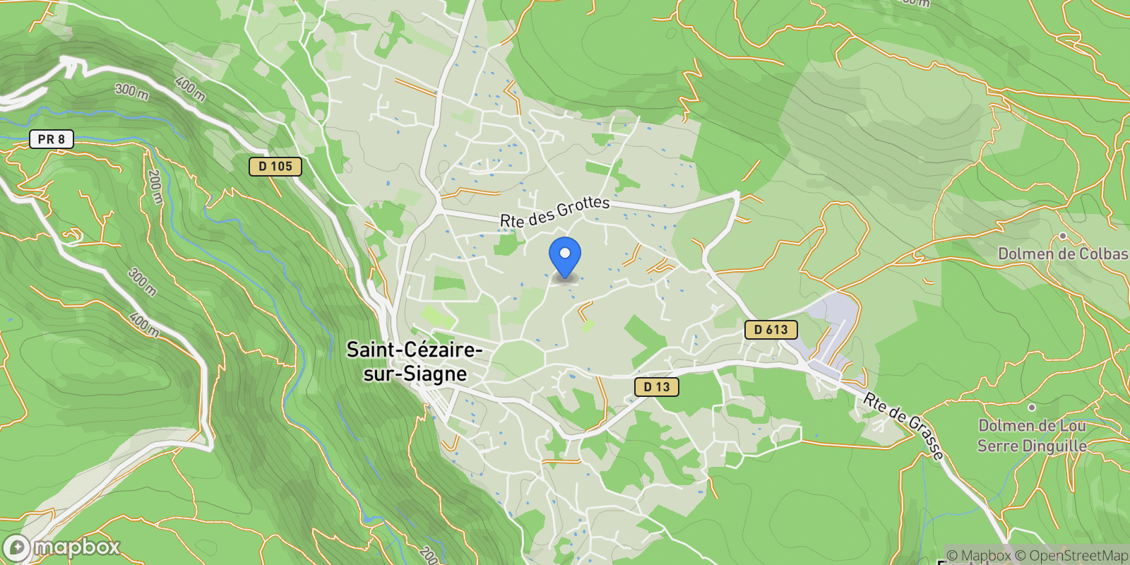 Map showing Saint-Cézaire-sur-Siagne, Provence-Alpes-Côte d'Azur, France.