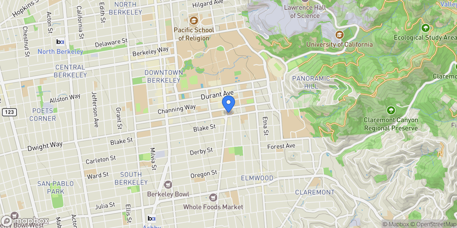 Map showing 2509 Dwight Way, Berkeley, California, United States.