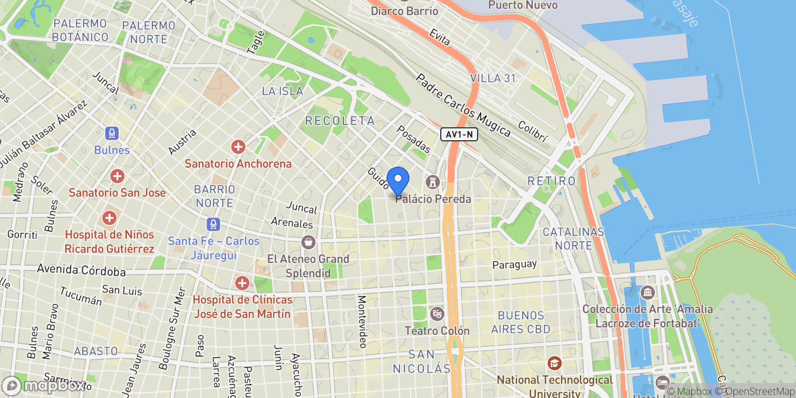 Map showing Talcahuano al 1300, Recoleta, Buenos Aires, Buenos Aires, Argentina.