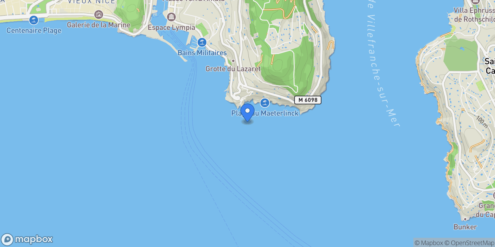 Map showing Nice, Provence-Alpes-Côte d'Azur, France.