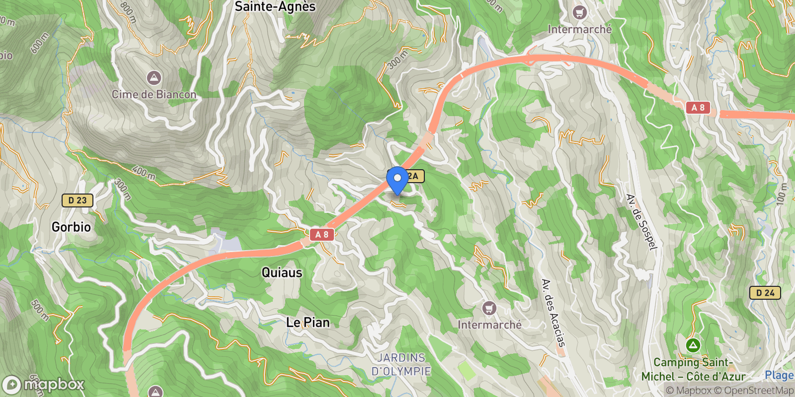 Map showing Sainte-Agnès, Provence-Alpes-Côte d'Azur, France.