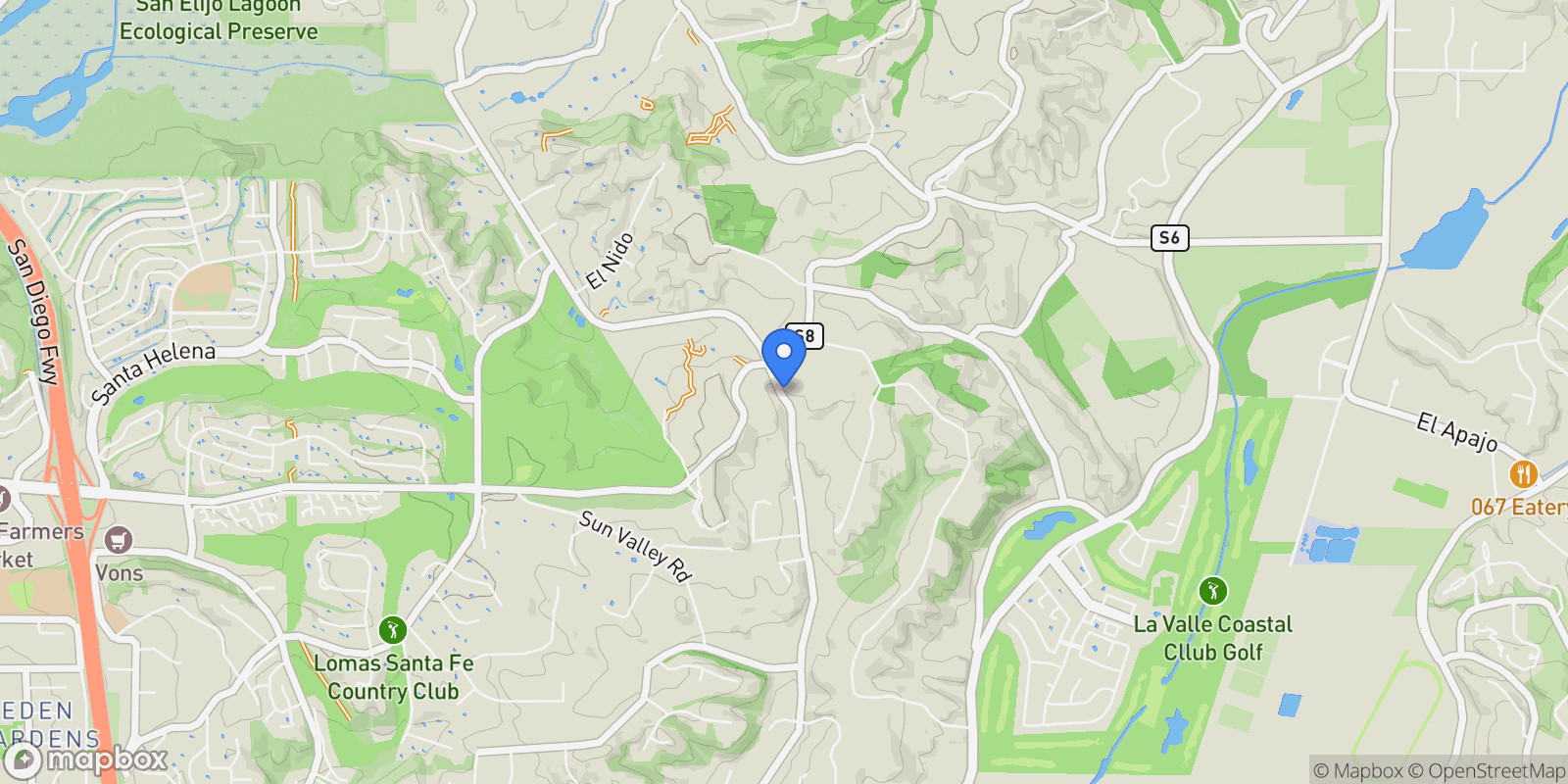 Map showing 15550 El Camino Real, Del Mar, California, United States.