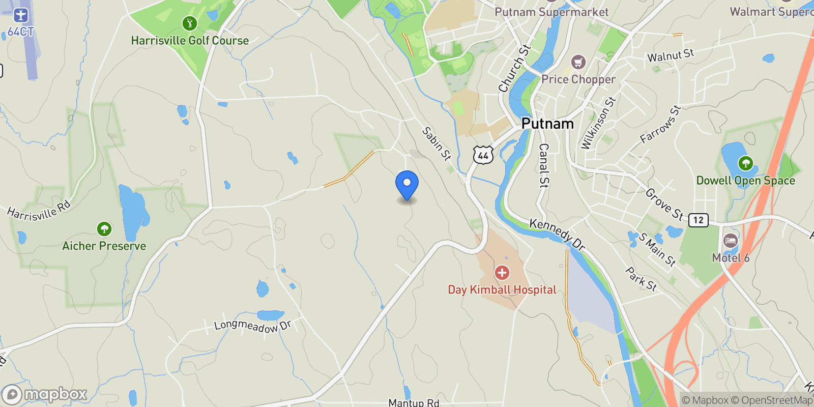 Map showing 219 Pomfret Street, Putnam, Connecticut, United States.