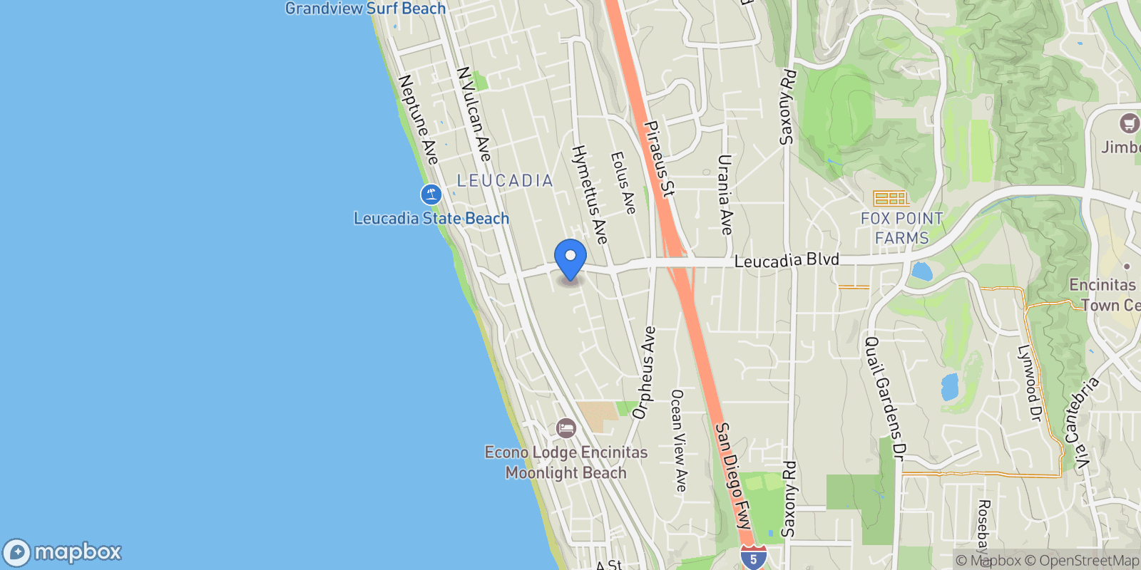 Map showing 806 Hygeia, Encinitas, California, United States.