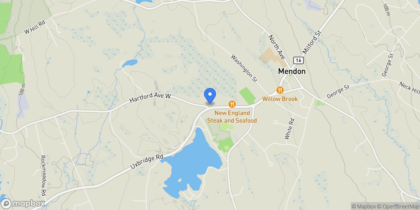 Map showing 23 Uxbridge Rd, Mendon, Massachusetts, United States.