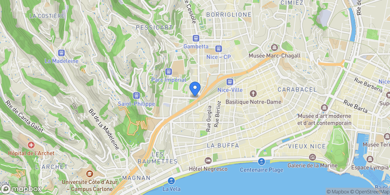 Map showing 2 Boulevard Tzarewitch, Nice, Provence-Alpes-Côte d'Azur, France.