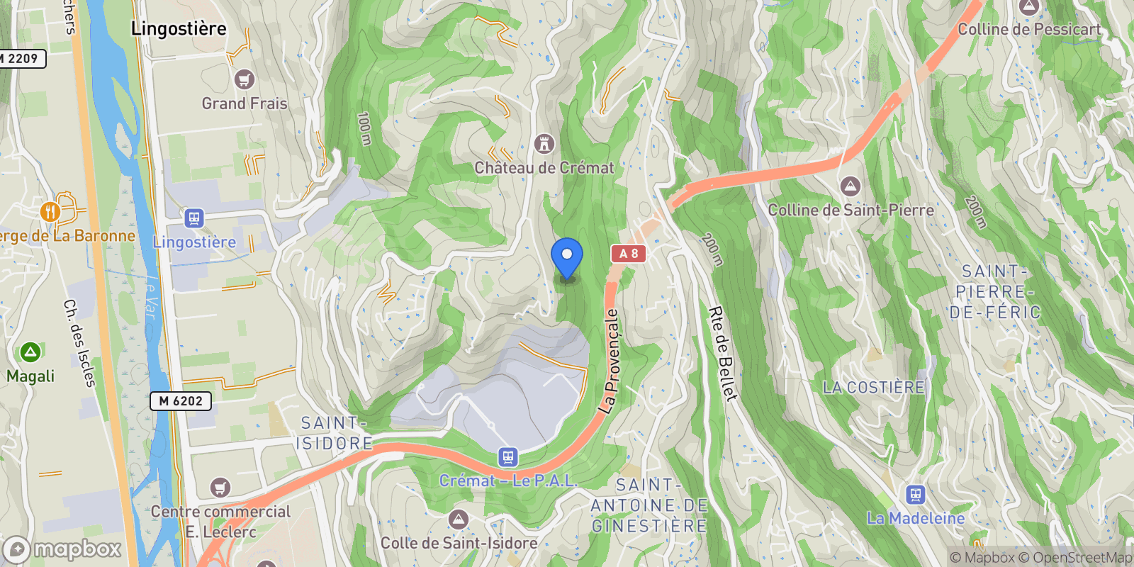 Map showing Nice, Provence-Alpes-Côte d'Azur, France.