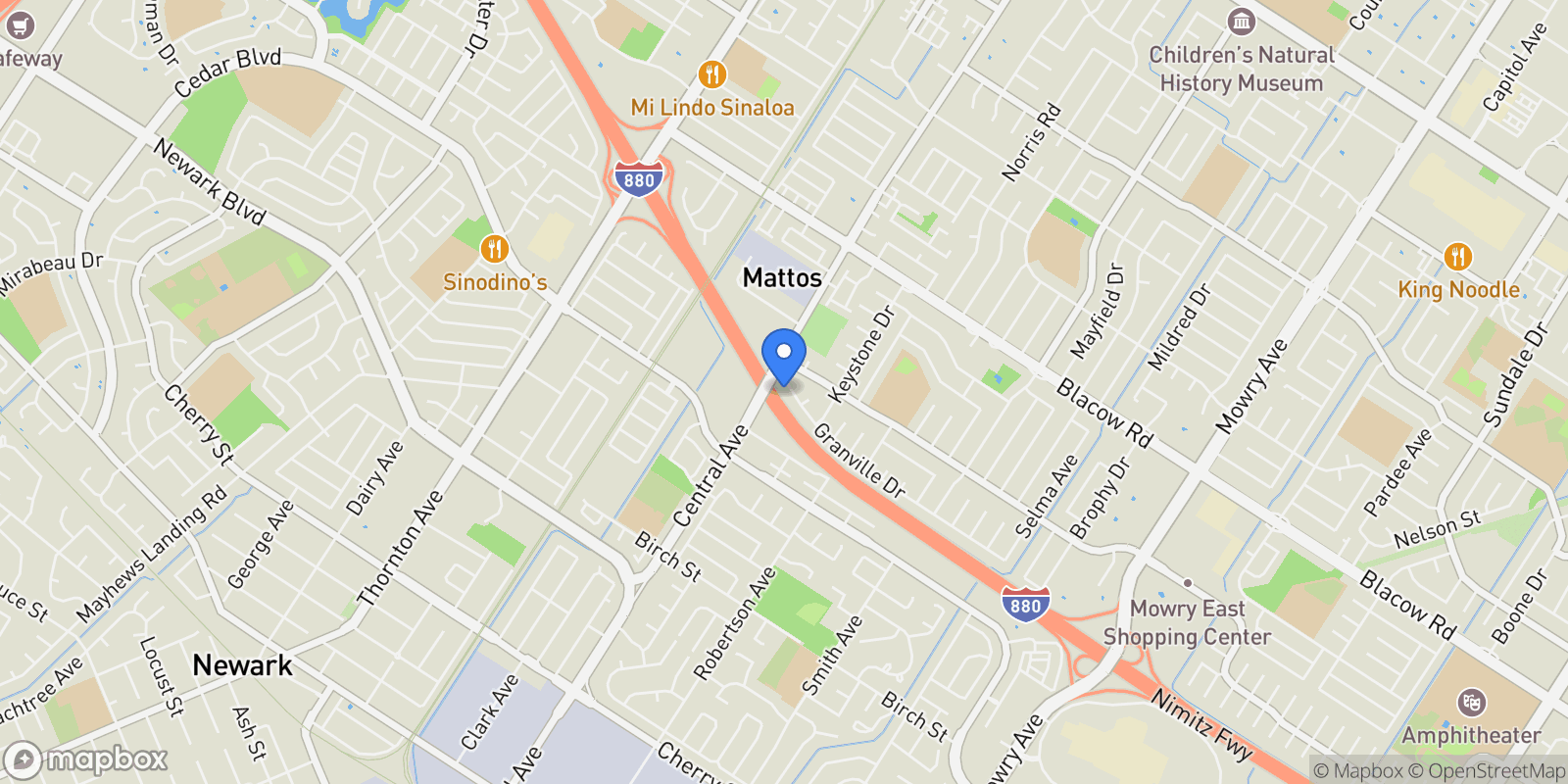 Map showing 37659 Granville Dr, Newark, California, United States.