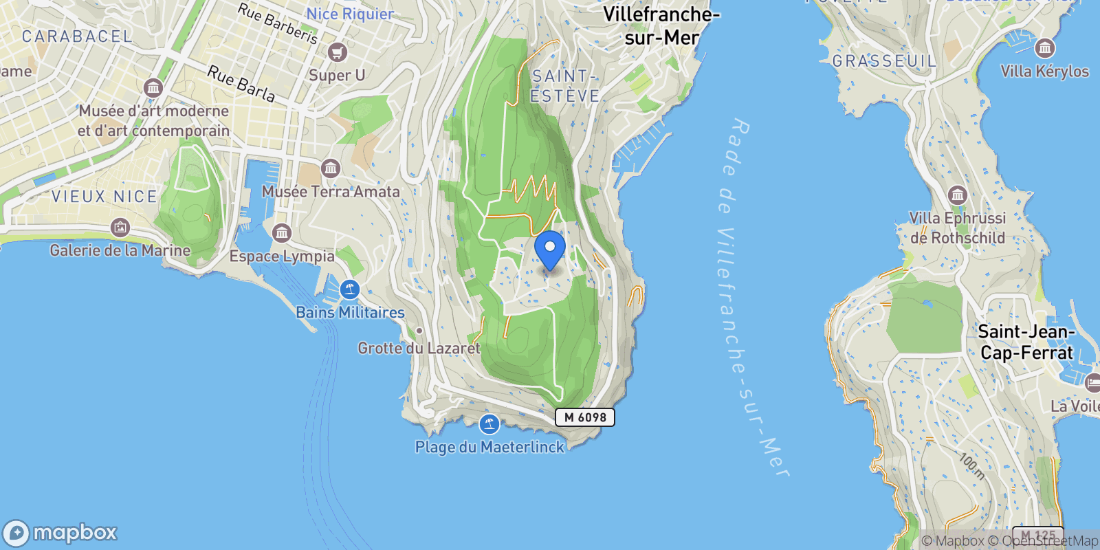 Map showing 102 Avenue des Hespérides, Nice, Provence-Alpes-Côte d'Azur, France.