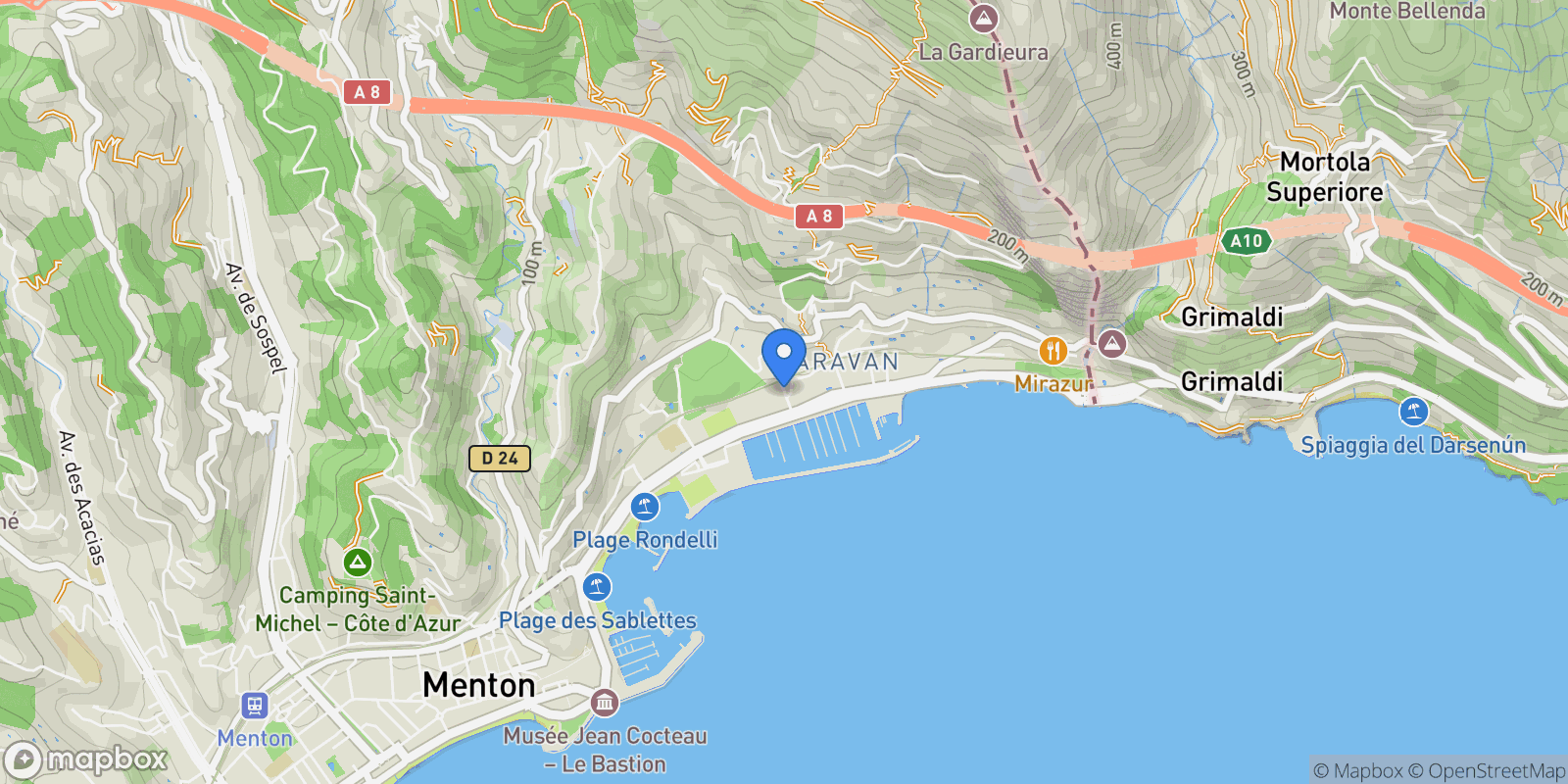 Map showing 3 Avenue Blasco Ibanez, Menton, Provence-Alpes-Côte d'Azur, France.