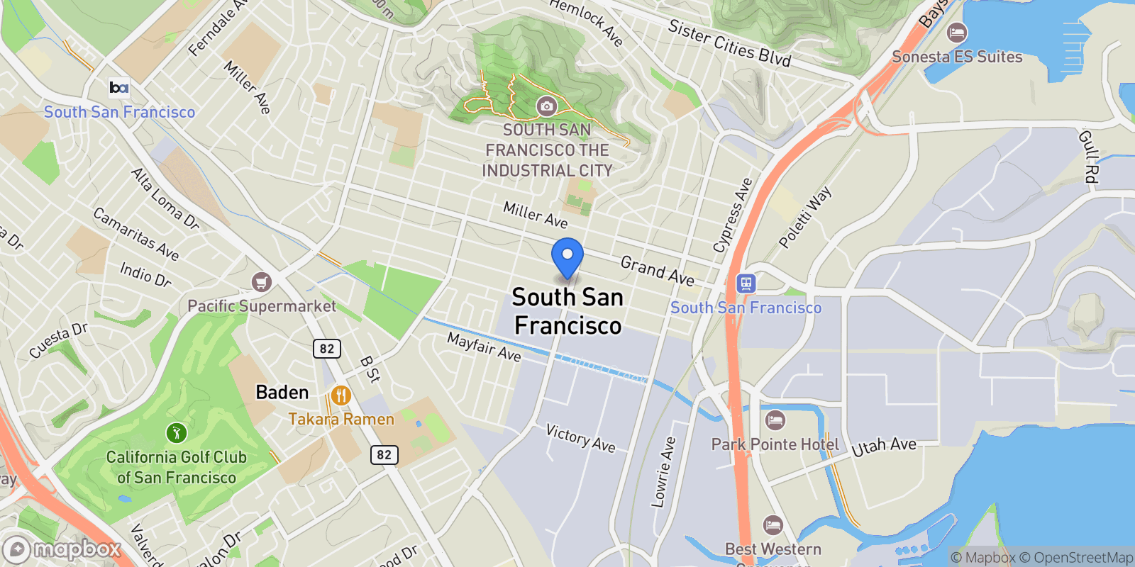 Map showing 502 Commercial Lane, South San Francisco, California, United States.