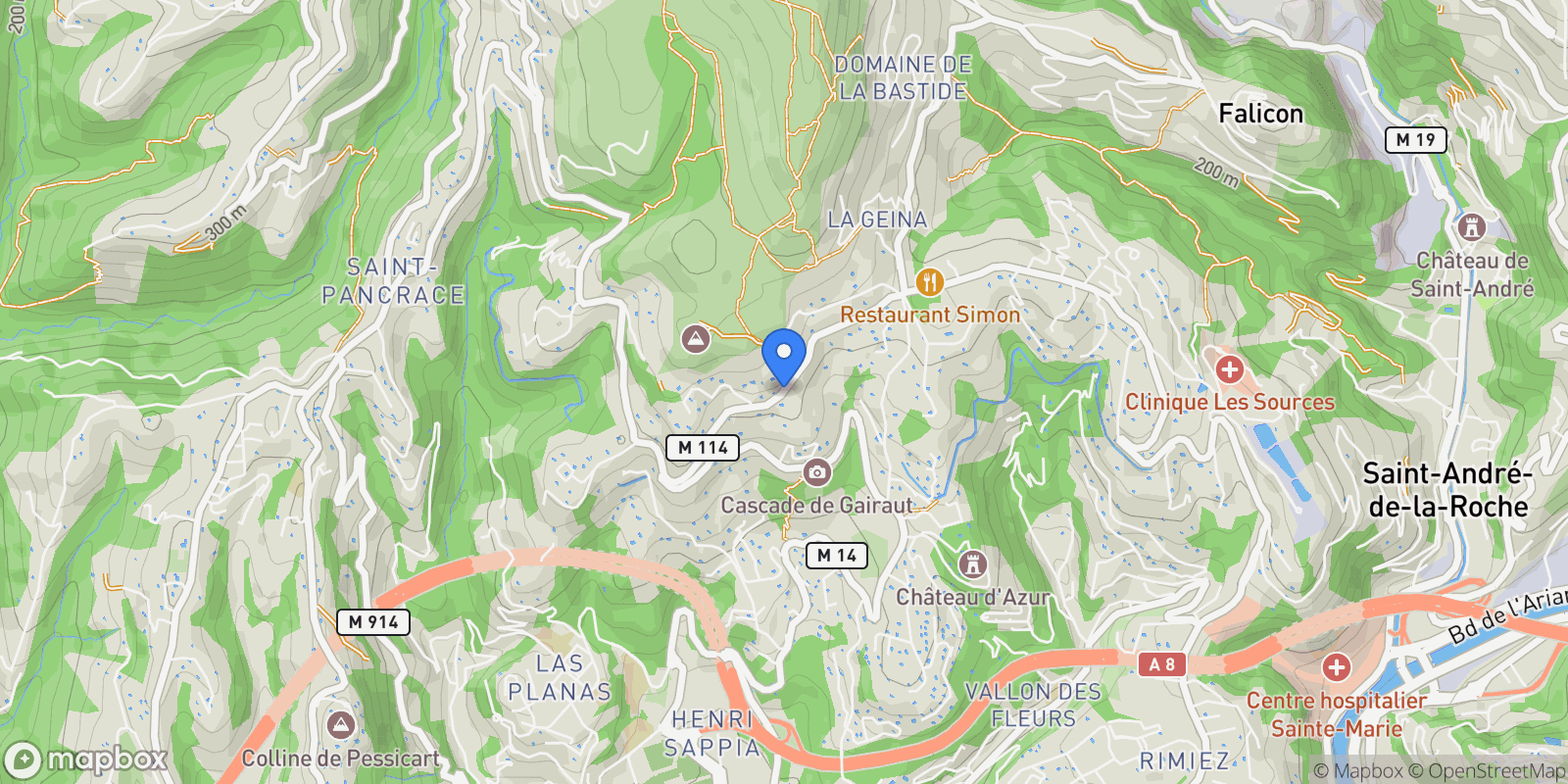 Map showing 334 Avenue Jules Romains, Nice, Provence-Alpes-Côte d'Azur, France.