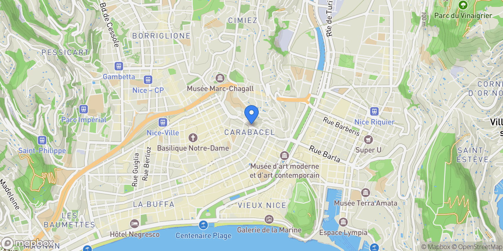 Map showing 28 Boulevard Carabacel, Nice, Provence-Alpes-Côte d'Azur, France.