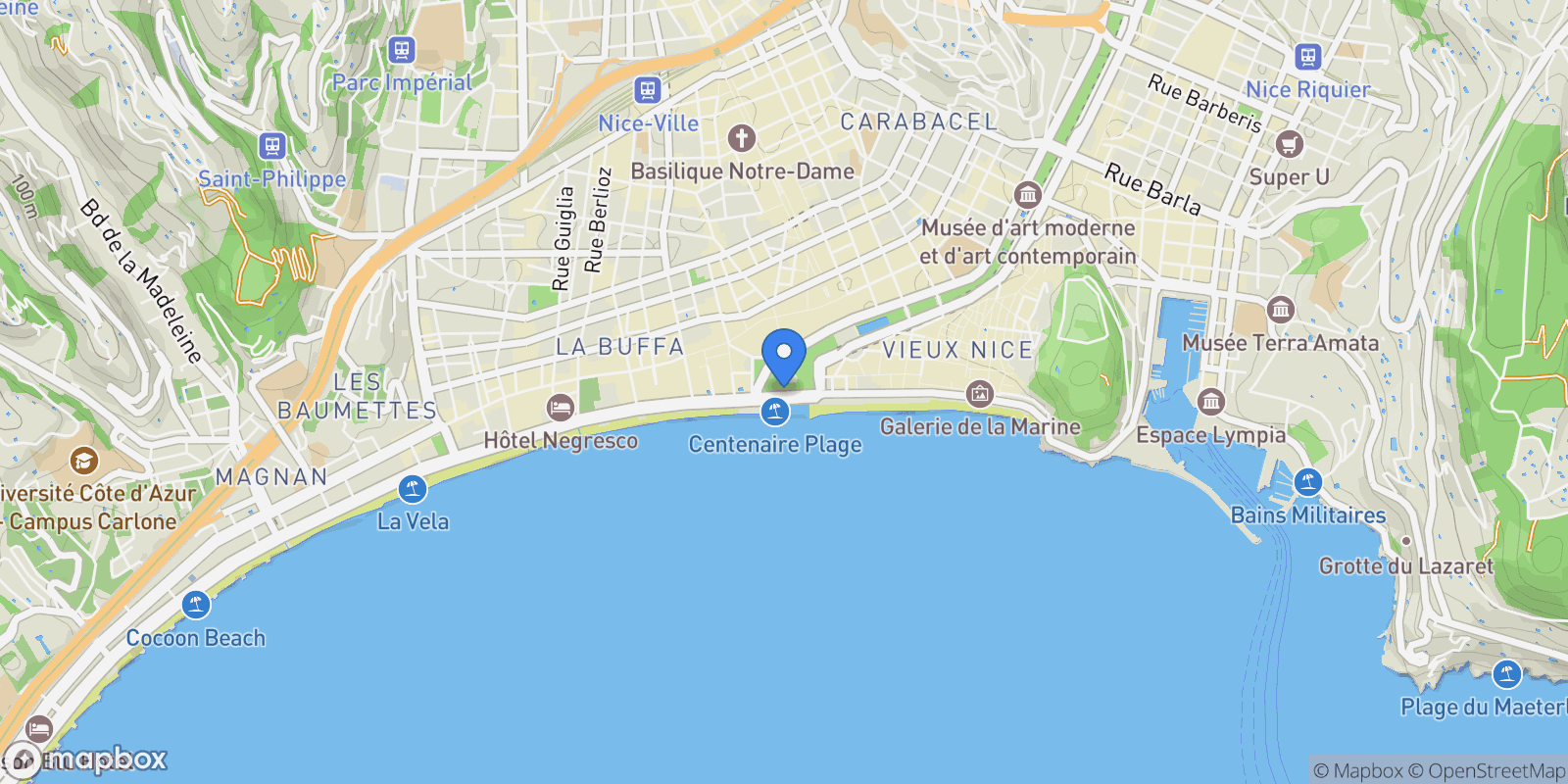 Map showing Nice, Provence-Alpes-Côte d'Azur, France.
