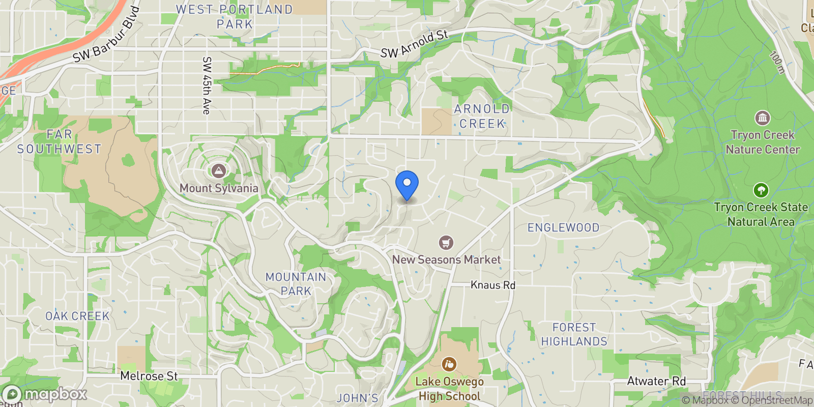 Map showing 2823 SW Orchard Hill Pl, LakeOswego, OR 97035, Lake Oswego, Oregon, United States.