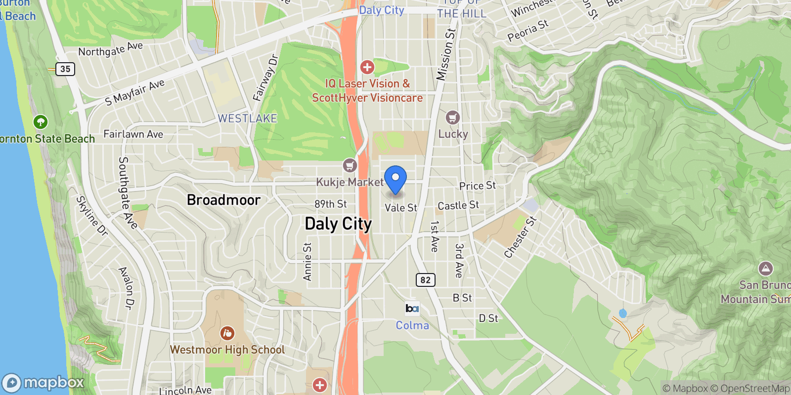Map showing 63 Werner Avenue, Colma, California, United States.