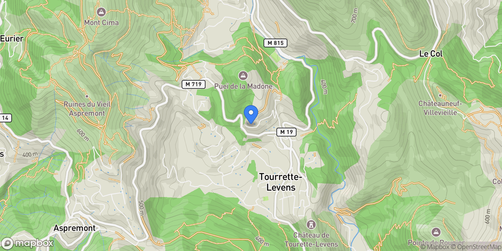 Map showing Tourrette-Levens, Provence-Alpes-Côte d'Azur, France.