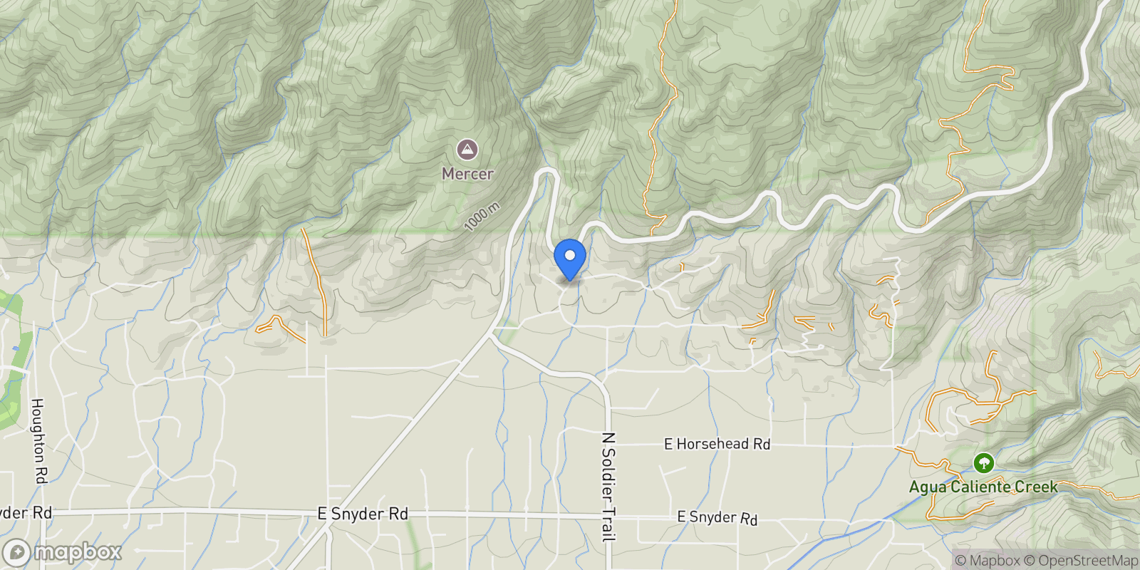 Map showing 11900 E Ponce De Leon, Tucson, Arizona, United States.
