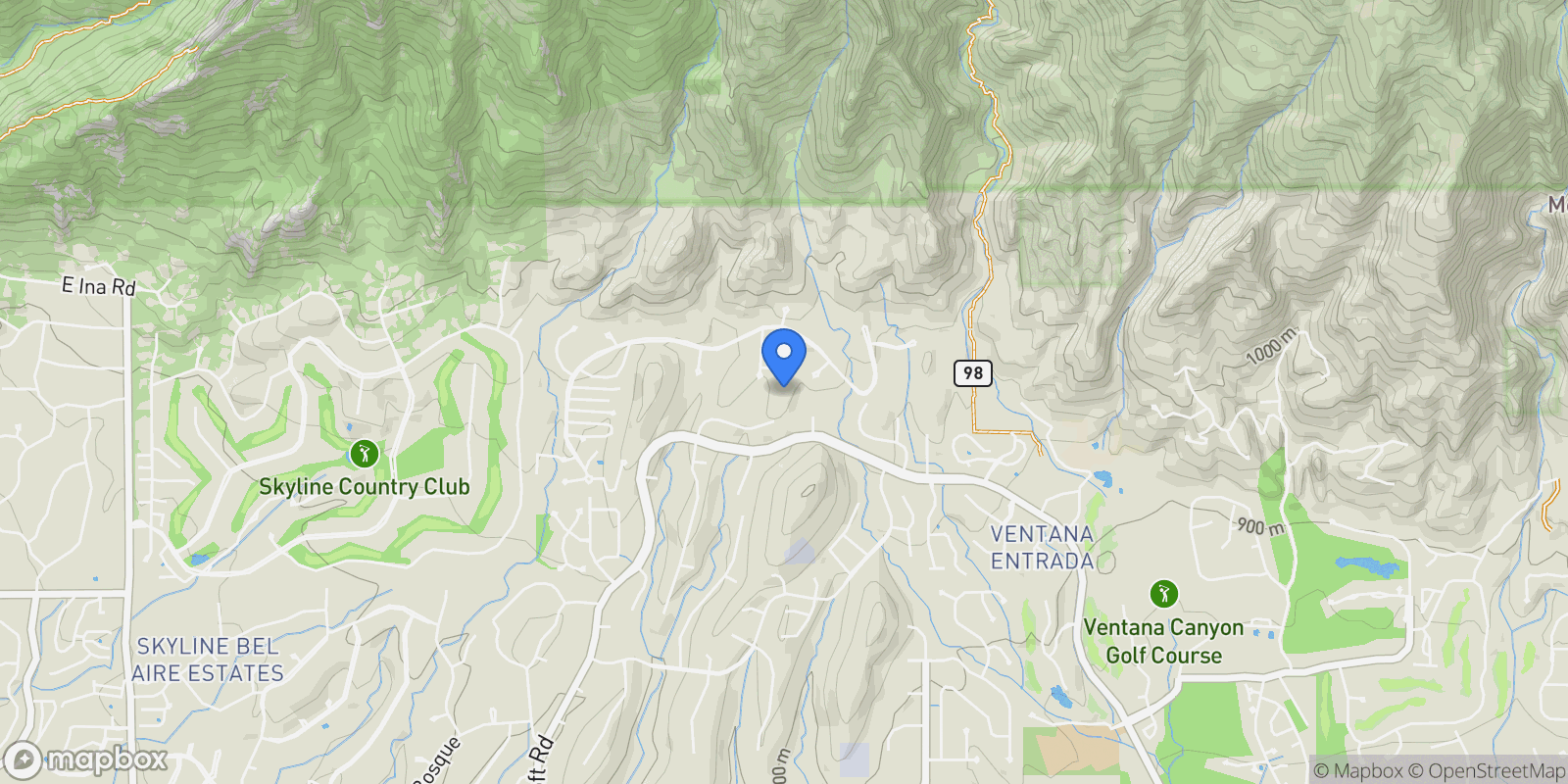 Map showing 5980 E Terra Grande, Tucson, Arizona, United States.