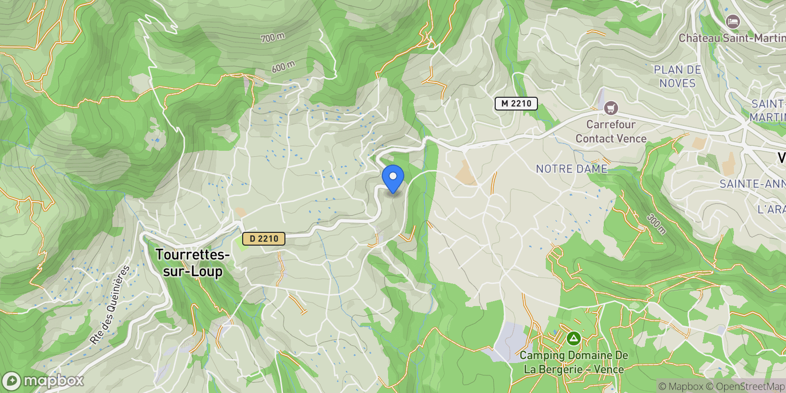 Map showing Tourrettes-sur-Loup, Provence-Alpes-Côte d'Azur, France.