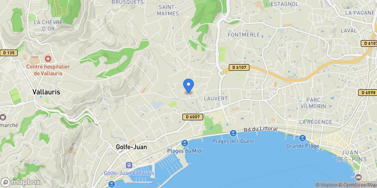 Map showing Antibes, Provence-Alpes-Côte d'Azur, France.